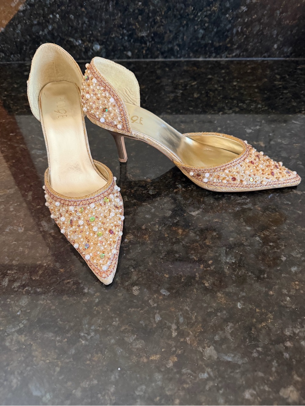 Rouge! Jewel Embellished Pointed D'Orsay Heels